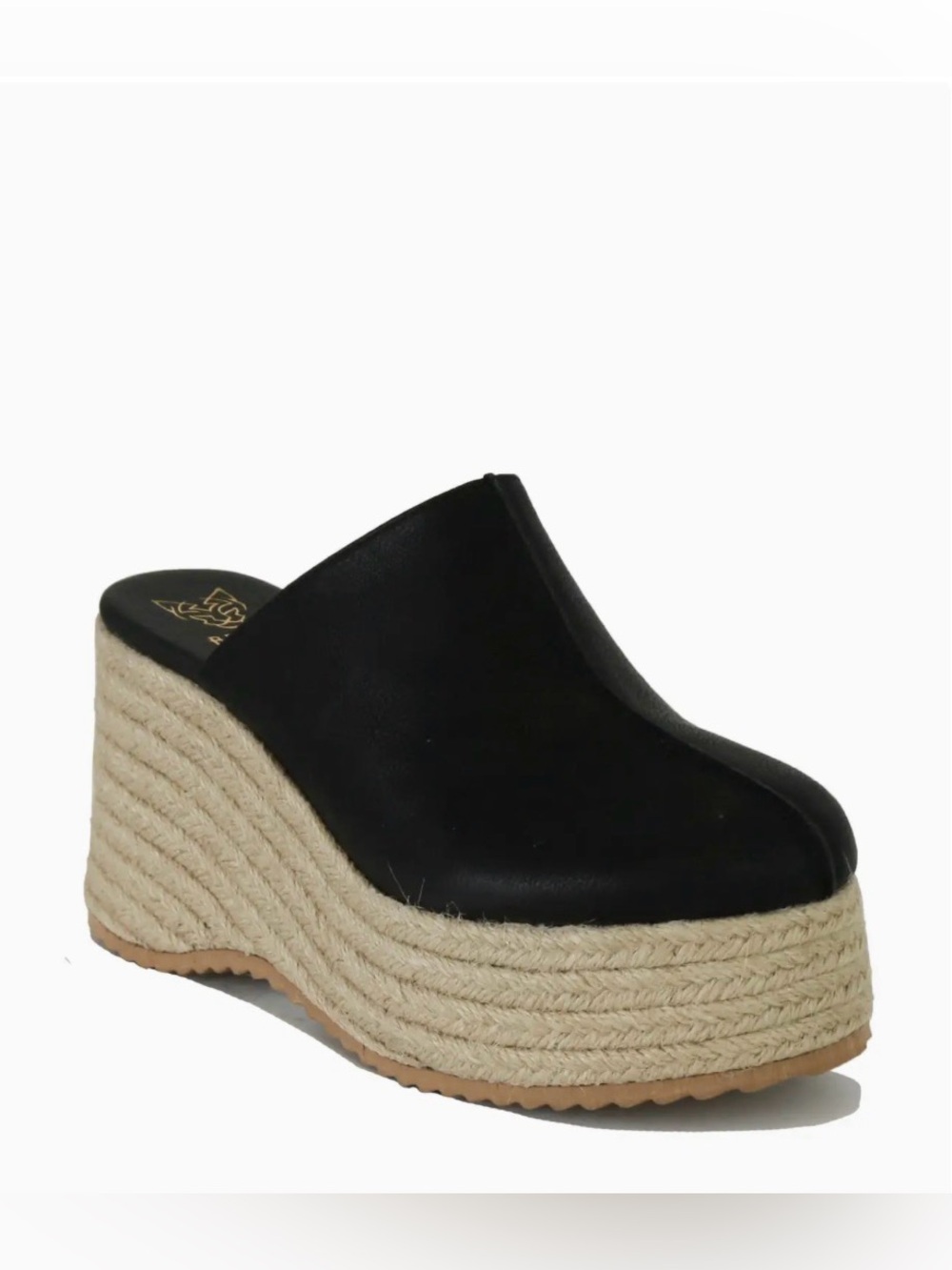 BEAST FASHION Raffia Platform Slide Closed Toe Sandal | NWT